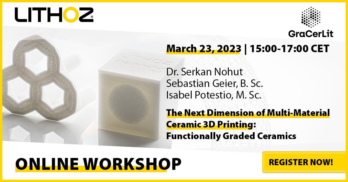 IF YOU MISSED THIS WORKSHOP about functionally graded #ceramics, you can watch it online🔎

#ceramic #additivemanufacturing #3dprinting #3dprintingindustry #multimaterial #research #researchanddevelopment #innovation

lithoz.com/en/resources-l…