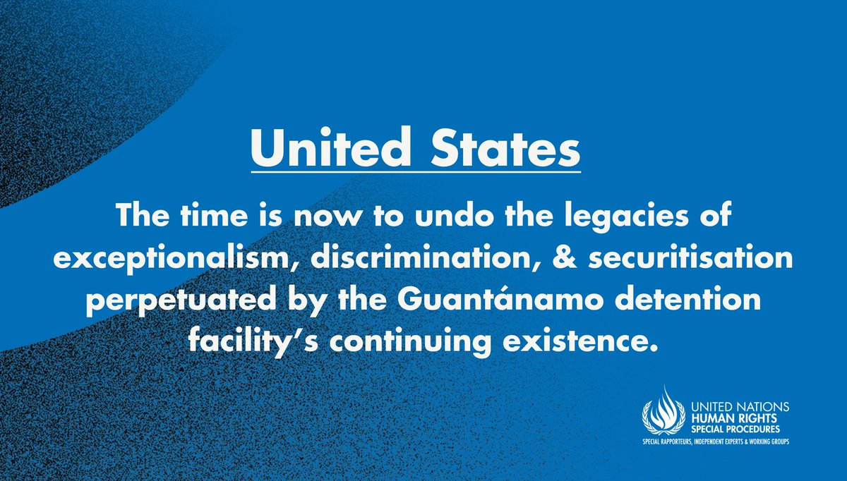 UN Special Procedures (@un_spexperts) on Twitter photo #UnitedStates: Closure of #Guantanamo detention facility remains a priority -<a href="/NiAolainF/">Fionnuala Ní Aoláin</a>: “Every detainee I met lives with unrelenting, ongoing harms from systematic practices of rendition, torture, and arbitrary detention.”
👉ohchr.org/en/press-relea… #UnitedStates: Closure of #Guantanamo detention facility remains a priority -<a href="/NiAolainF/">Fionnuala Ní Aoláin</a>: “Every detainee I met lives with unrelenting, ongoing harms from systematic practices of rendition, torture, and arbitrary detention.”
👉ohchr.org/en/press-relea…