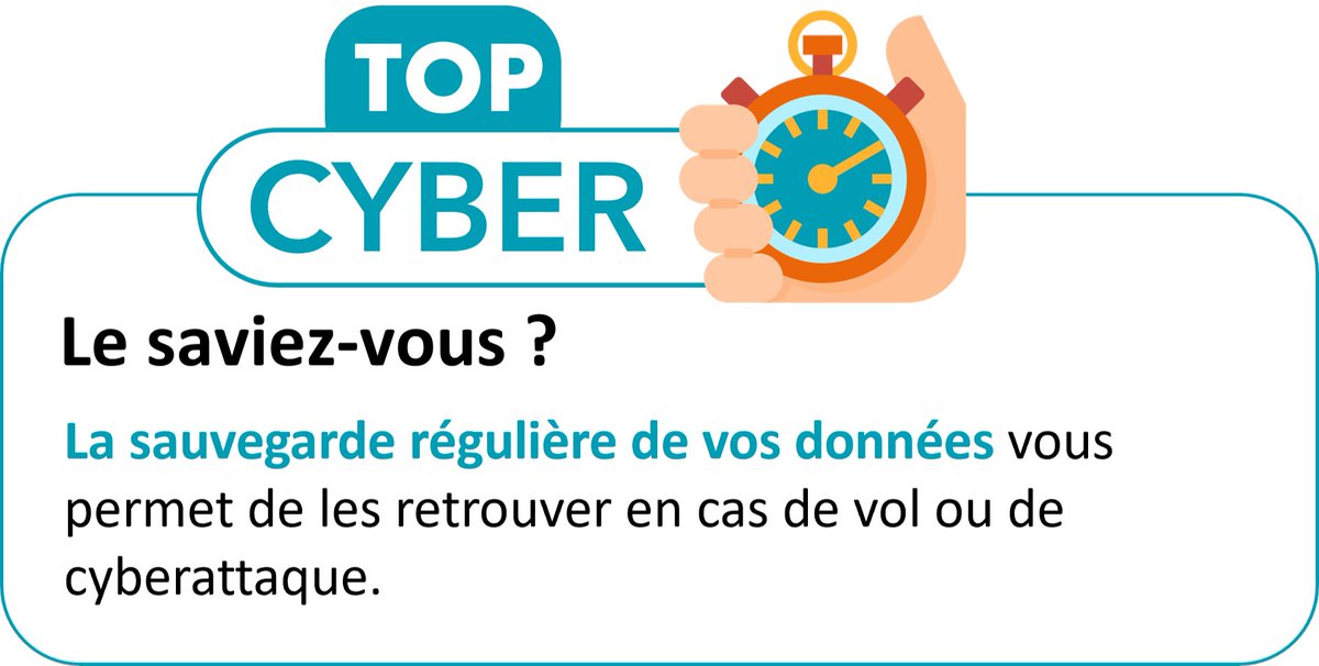 Passez à la sauvegarde 3 2 1. Découvrez les bonnes pratiques : vu.fr/lYTK
#TopCyber #Cybersecurité #MutualisationInformatique #Sensibilisation