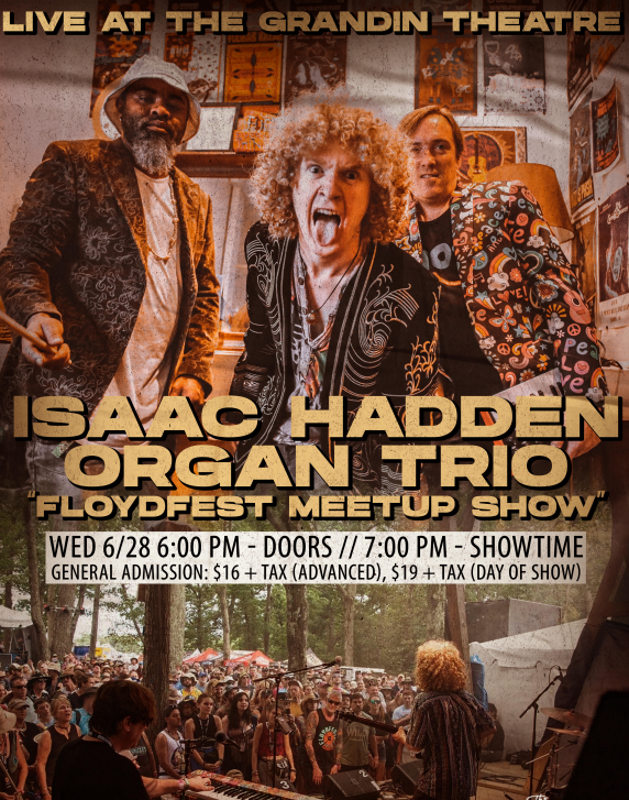 floydfest's tweet photo. TOMORROW! Join Isaac Hadden Organ Trio & Team #AtWP for the ‘FloydFest Meetup Show’ at The Grandin Theatre in Roanoke, Va.
Wed., June 28, 2023
6 p.m. doors | 7 p.m. showtime
$16 advance | $19 day-of show
📷: https://t.co/sb4MwpbgJa
#IHOT #themagicofgrandin #FloydFest https://t.co/iZkwisYZcG