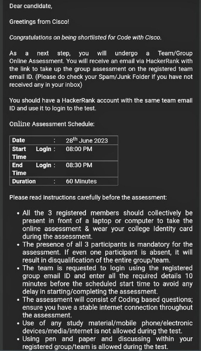 Sayanm_16's tweet image. We have been selected in the first round of #Codewithcisco but what type of instructions is this? We have to sit together at one place how can this be possible and they r saying this 1 day before the test...this is totally unfair.