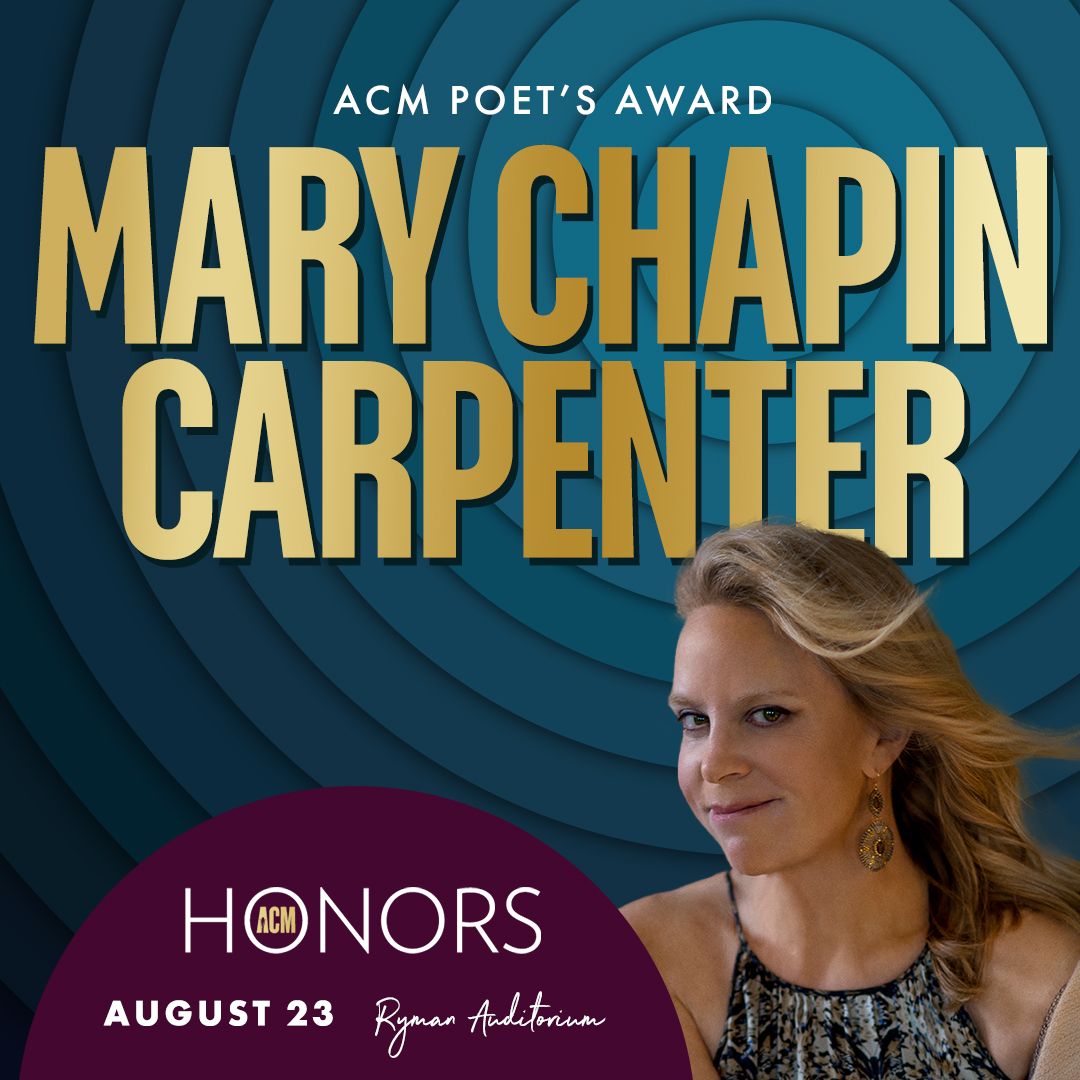 The ACM Poet's Award honoree @M_CCarpenter is the eloquent songwriter behind hits including her own 'Shut Up and Kiss Me,' Wynonna's 'Girls With Guitars,' and more ✨ Her legacy continues to inspire female singer-songwriters all across music. Congrats Mary Chapin! #ACMhonors