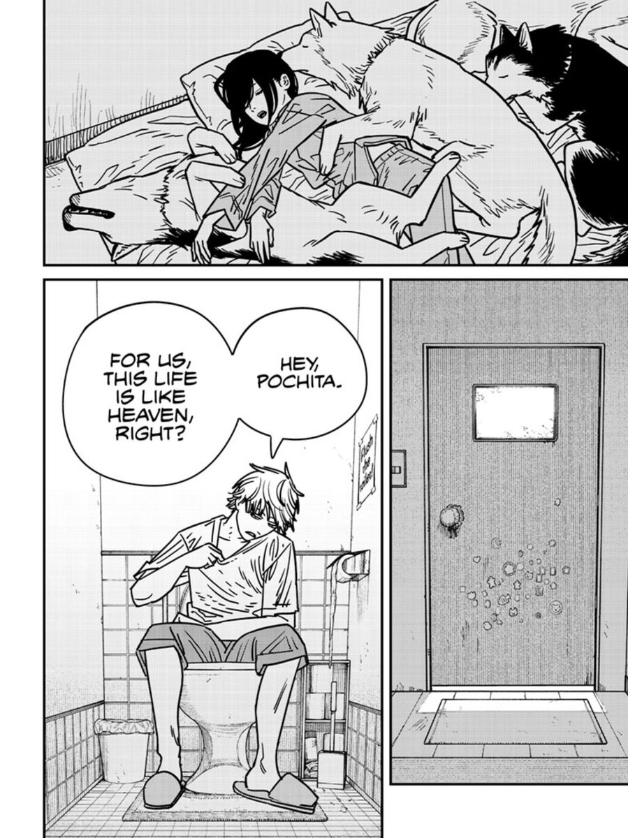 you think denji goes to the toilet to talk to pochita like it’s a confessional or something