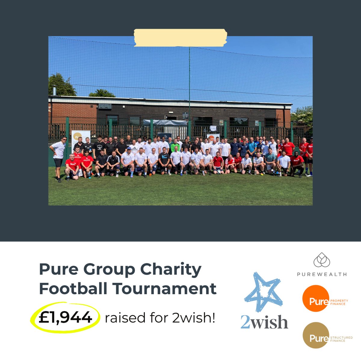 £1,944 raised for <a href="/2wishcharity/">2wish</a>👏🏼📷   

Thank you to everyone who came and all who contributed to what was an awesome day.    

Keep your eyes peeled for next year's tournament, where we're looking to raise even more.  

#Cardiff #charity #football