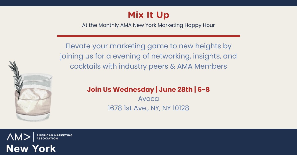 Join Us Wednesday | June 28th | 6-8 For networking, cocktails, and conversations at Avoca 1678 1st Ave., NY, NY 10128. FREE Admission (no advanced registration needed).  | Cash Bar | Add to your calendar: bit.ly/42xI0Ac