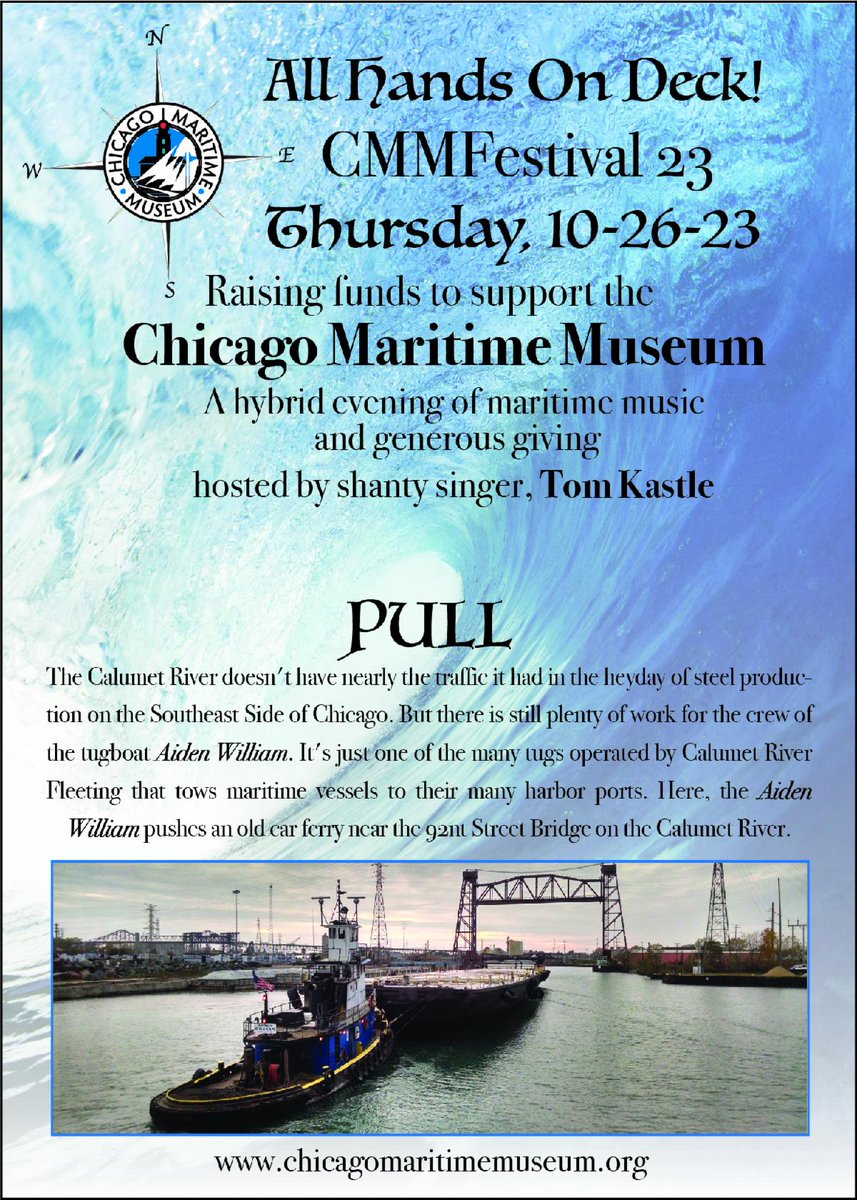 cmm_museum's tweet photo. Mark your calendars for the annual CMMFestival Fundraiser on Thursday, October 26 at 6:00 p.m. Enjoy an evening of shanty songs and generous giving, hosted by maritime folk singer Tom Kastle. This year, we celebrate the many vessels plying our waterways.
https://t.co/rDBsMCJP17 https://t.co/nrCJxkgVq2