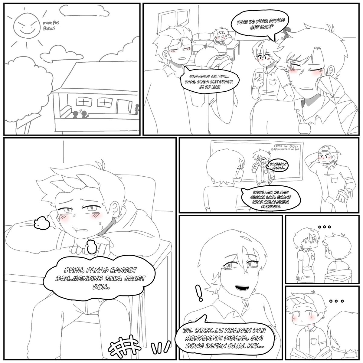 badbuyuh's tweet photo. [1/2] "What Happened Last Night?" || AlanBoby and BudiBoby implied, ⚠️suggestive content⚠️ || EGEEE AKHIRNYA JADI JUGA YAH..ga ada warna, karena aku udah caaape banget bikin lineart doang😔
.
.
#troublemakerraiseyourgang #alanboby #budiboby #troublemaker https://t.co/FfhPeb898j