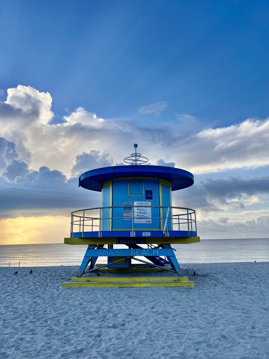 Morning sunrise beach run &amp; some amazing guard towers! #miamibeach