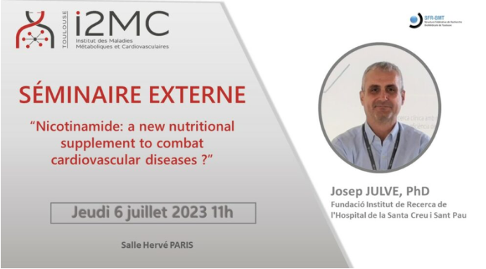 I2mcT's tweet photo. Thursday July 6 we will have Dr Josep Julve from the Institut de l’Hospital de la Santa Creu i Sant Pau (Barcelona, Spain) in our laboratories. He will give a talk at 11 o`clock in the H Paris conference room that day. @DamienDenechaud https://t.co/lryNpb1MjG