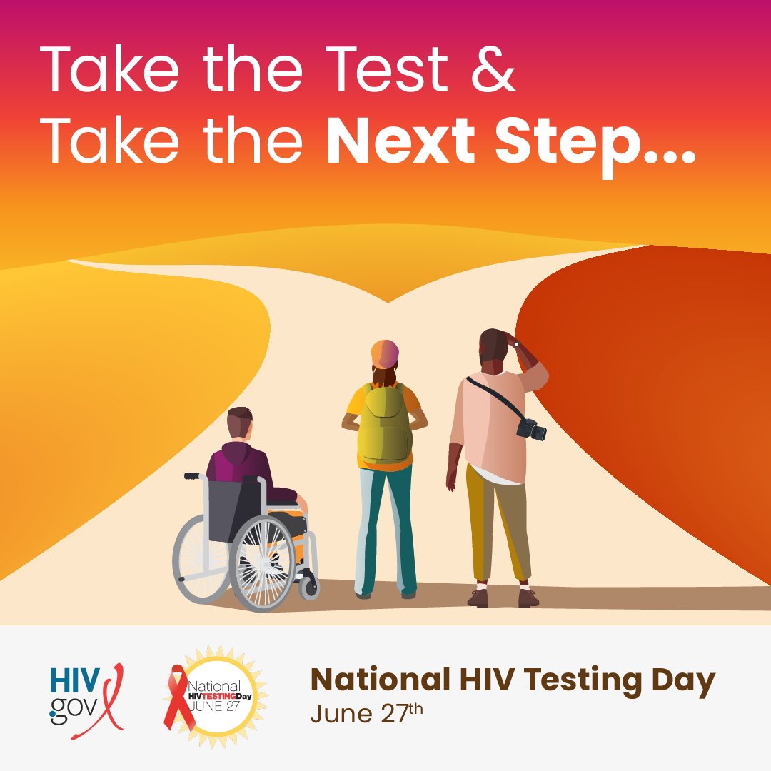 Today is National #HIVTestingDay!

'Take the Test & Take the Next Step'— no matter how you test, no matter your test results, take the next step to learn if HIV treatment or HIV prevention is right for you. ☀  

Visit locator.hiv.gov to find HIV services near you.
