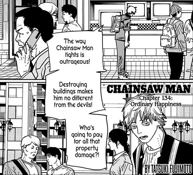 Chainsaw Man, Ch. 134: Denji struggles to comprehend a world gone mad with Chainsaw Man mania! Read it FREE from the official source! bit.ly/42YdeRl