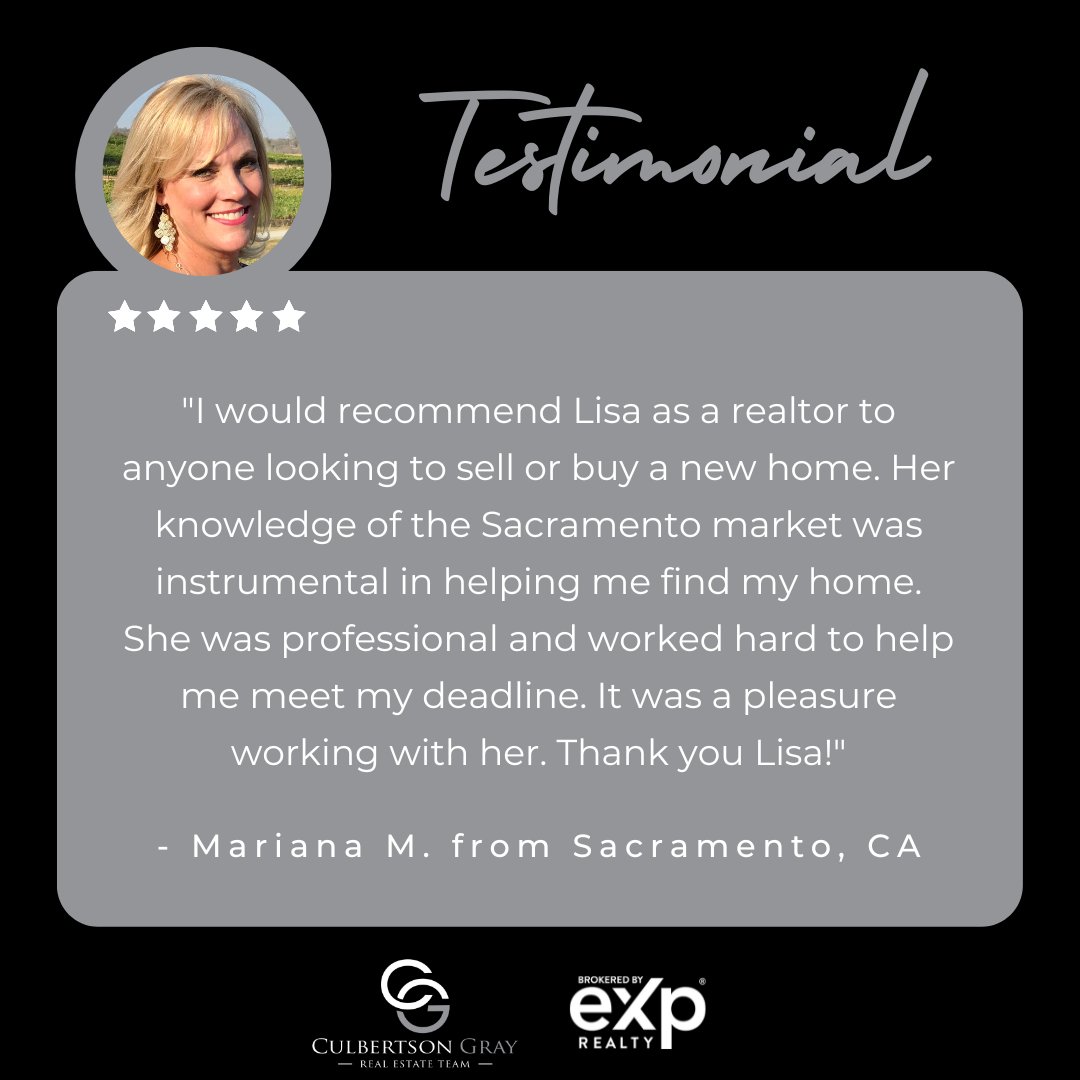 Thank you Mariana on the 5 Star Review for Lisa Springer!

#culbertsonandgraygroup #culbertsonandgray #realtor #realestate #justsold #sold #review #zillowreview #fivestarreview #brokeredbyeXprealty #exprealtyproud #expproud #tuesdaytestimonial #testimonialtuesdays