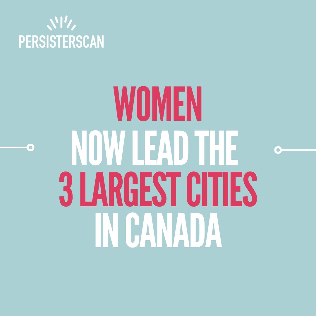 With the election of Olivia Chow as Mayor of Toronto, women now lead Canada's three largest cities. An equal number of men and women now lead Canada's top ten largest cities. #cdnpoli #onpoli #topoli #addwomenchangepolitics #genderparity #persisterscan