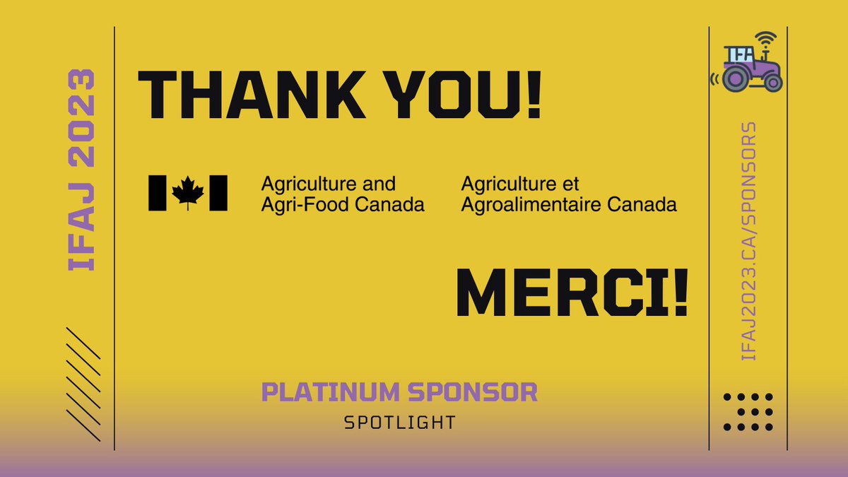 We are proud to announce the support of @AAFC_Canada. Thank you/Merci for making @CdnFarmWriters #IFAJ23 a success #ag #agmedia