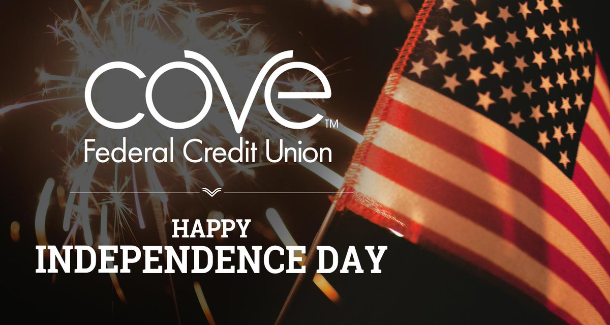 CoveFCU's tweet photo. In honor of Independence Day Cove Federal Credit Union will be closed on Tuesday July 4th. https://t.co/7EVNeKTrId