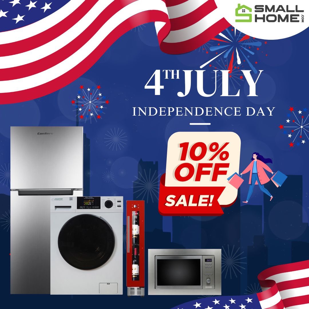 Celebrate Independence Day with SmallHome and take advantage of 10% off of all of our products! 🇺🇲

#SmallHome #Ads #IndependenceDay #4thofJuly #discount #sale #appliancestore #shopnow #homedesign #combowasherdryer