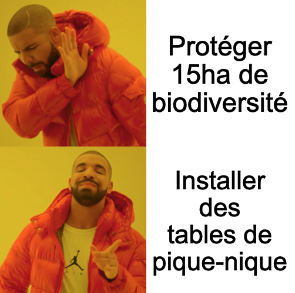 "Coté environnement, là aussi pas de quoi s’inquiéter. Des parcours de  santé, des aires de pique-nique seront insérés dans un projet bien  végétalisé." 
😱 Magnifique #DontLookUp de @Bleu_Gironde
 qui reprend les arguments ahurissants de <a href="/FabienneFonten1/">Fabienne Fonteneau</a>
francebleu.fr/emissions/bien…
