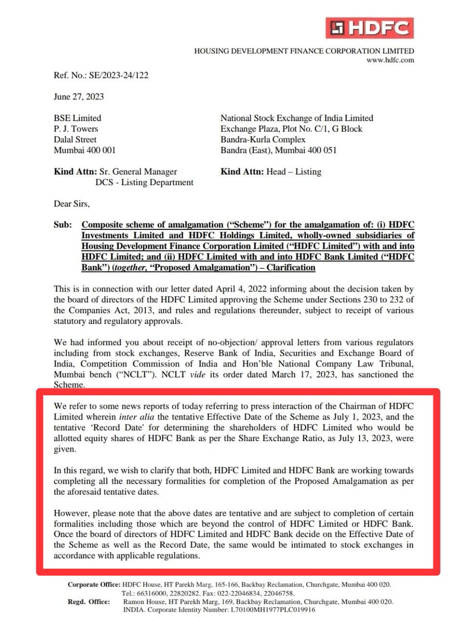 imthejayshah's tweet photo. @HomeLoansByHDFC
#HDFC says please Ignore what our Chairman said today. 🙃

#RecordDate , Effective Date, and Date of Completion of #Merger are all "Yet to be Decided"

@ZeeBusiness @ETNOWlive @CNBCTV18Live @SharesNservices
#HDFCBank #HDFCMERGER 
#HappensOnlyinIndia 😅 https://t.co/nwmed1w6FX