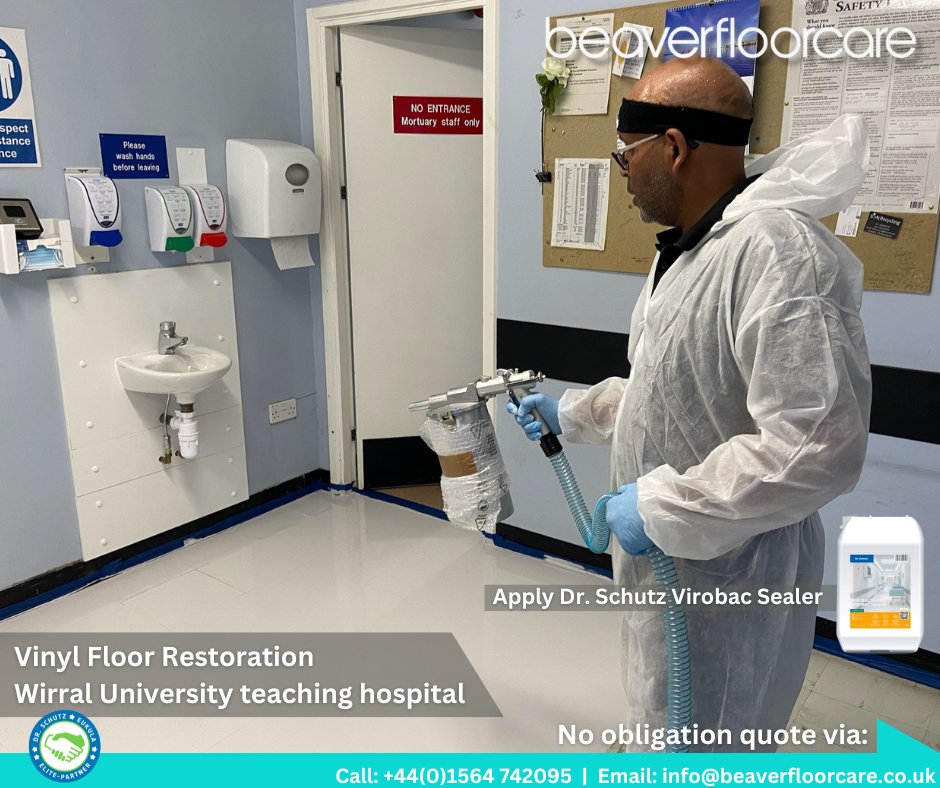 beaverfloorcare's tweet photo. Our professional team transformed the floor of a university teaching hospital in Liverpool in just a day! 

#DrSchutz Virobac Sealer offer 99.9% antiviral efficacy.

Cost effective &amp; no old flooring materials sent to landfill sites🌎 

#BeaverFloorcare #FloorRestoration
#Hospital https://t.co/Y8Z7mKksd1