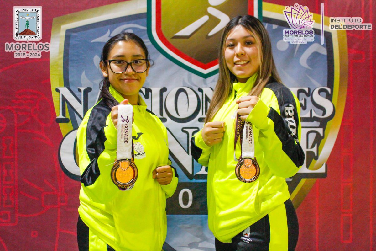ID_Morelos's tweet image. ¡𝐃𝐎𝐒 𝐁𝐑𝐎𝐍𝐂𝐄𝐒 𝐏𝐀𝐑𝐀 #𝐌𝐎𝐑𝐄𝐋𝐎𝐒! 🔥🥉🥉

Ana Regina Lara Godinez y Brenda Aylín Varona Adame plantan la bandera morelense en suelo tabasqueño luego de adueñarse del metal bronceado en la disciplina de #KarateDo de #NacionalesConade2023. 1/2