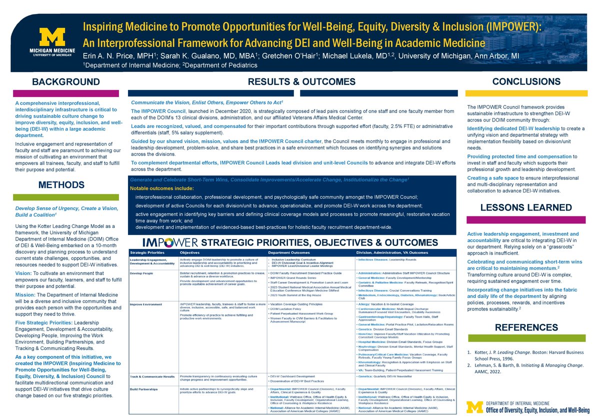 Congratulations to the Internal Medicine DEI &amp; Well Being team! 

Being awarded the "Best in Class" award for this IMPOWER Framework poster at the recent AAMC professional development conference is a well-deserved accomplishment 🥳