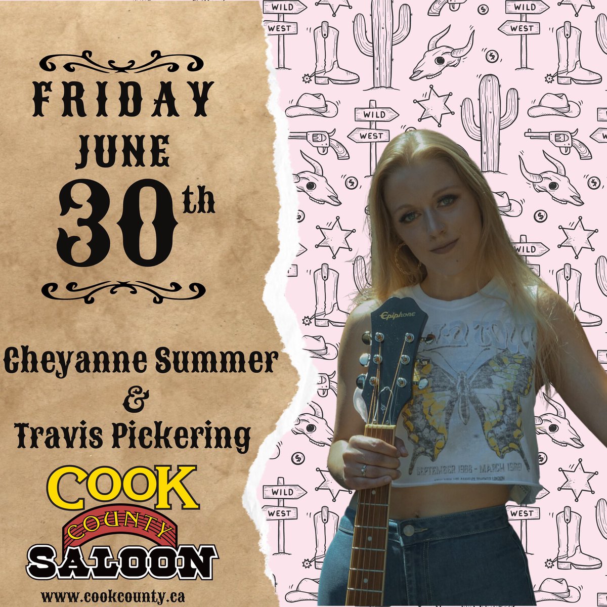 Edmonton! 🇨🇦
Come party with my band and I June 30th at Cook County Saloon at 7:30 with <a href="/Tpickeringmusic/">Travis Pickering</a> taking the stage after!
•
#cheyannesummer #cheyannesummermusic #cookcountysaloon #yeg #edmonton