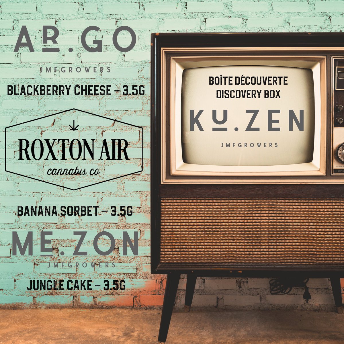 The Discovery Box is a trio of products, in 3.5g format, allowing the discovery (or the rediscovery!) of some of our excellent products!

For more details, it's just here : kuzen.ca