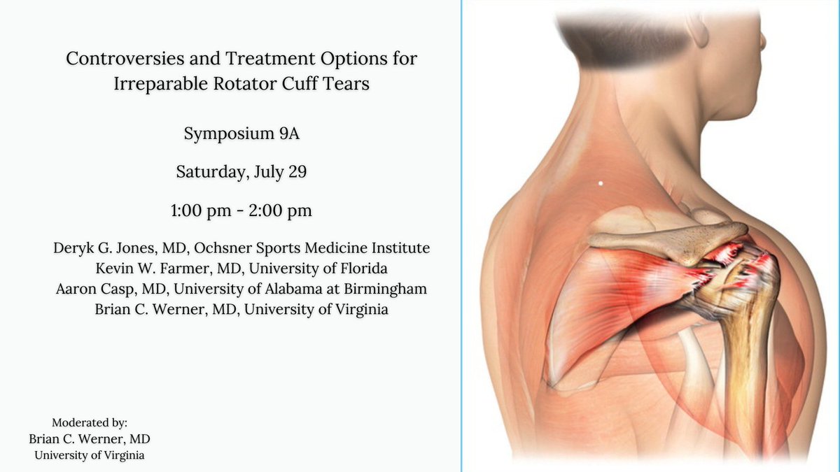 Learn about biologics and allograft augmentation for irreparable rotator cuff tears, balloon spacers, and reverse shoulder arthroplasty. bit.ly/3K3Mg52 #SOAMeeting23 @kevinfarmermd @Casp_SportsMed @UABOrtho @BCW137 @OchsnerHealth @UFortho @uvahealthnews