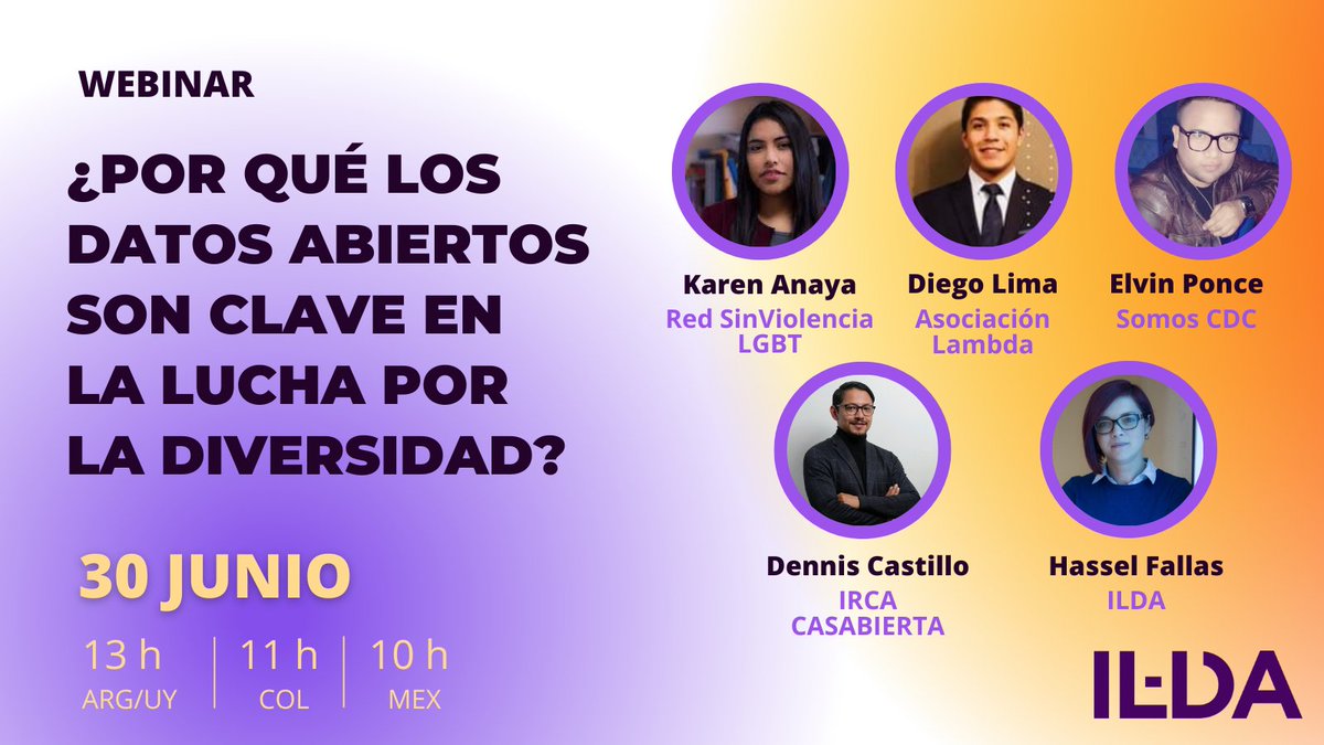 ildalatam's tweet photo. Este viernes te esperamos para conocer experiencias de organizaciones y activistas que han usado #datos en la lucha por la diversidad.
Mรกs info en: https://t.co/MMV6J3nLII
Inscribite desde: https://t.co/c5d13jYjhP https://t.co/mG33pg3ptx