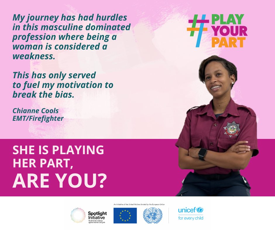 The #PlayYourPart campaign is a regional effort to raise awareness & prevent violence against women & girls in the Caribbean. We highlight #champions who make a difference in their community, address stereotypes & harmful gender norms & take action to end family violence.