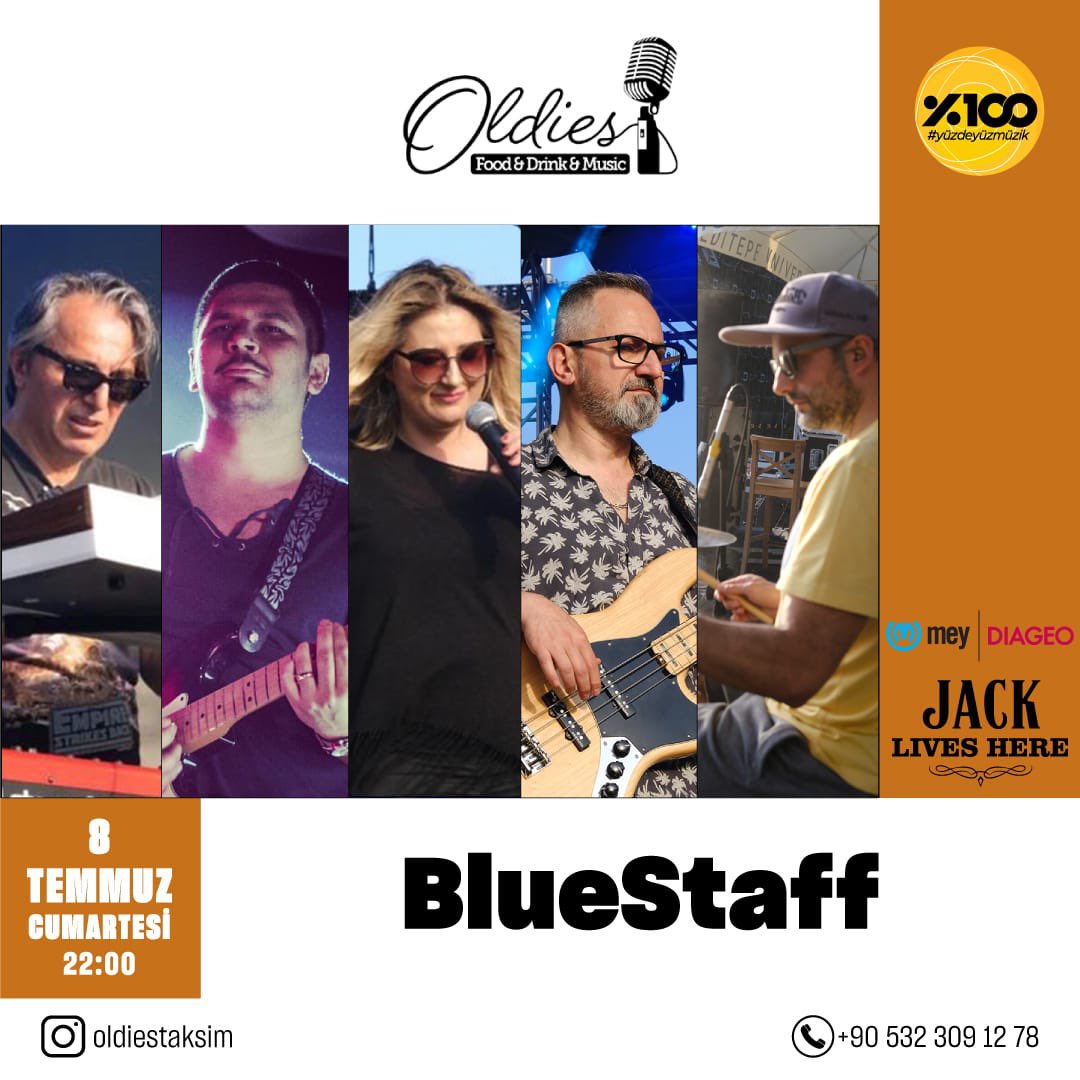Bluestaffband's tweet photo. 8 Temmuz Cumartesi 22.00 Oldies Taksim https://t.co/F5r2NskpRg