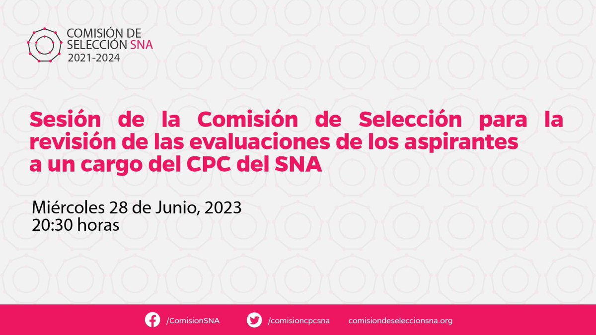 Próxima Sesión de la Comisión:

📅 Miércoles 28/06/23 
⏰ 20:30 hrs