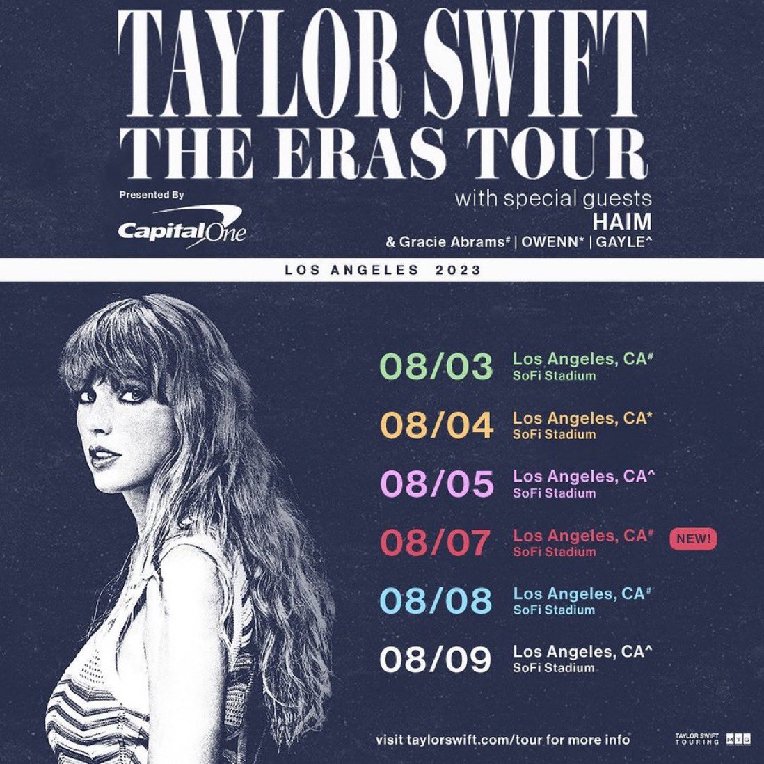 A new show has been added in Los Angeles on August 7th! 🇺🇸 #TSTheErasTour