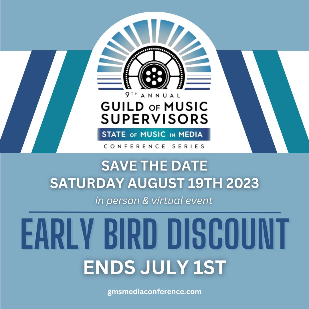 ATTENTION Members &amp; FOG, this is the LAST WEEK you can purchase your early bird tix to the 9th Annual GMS 'State of Music In Media' Conference!

Your discount code is in your inbox and you have until THIS SATURDAY, July 1st to use it!

Get your tix here:
squadup.com/events/9th-ann…