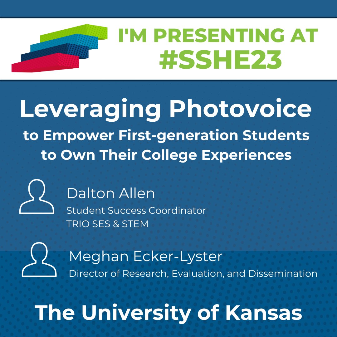 Dalton Allen, Student Success Coordinator - TRIO SES + STEM, and Meghan Ecker-Lyster, Director of CEOP's Research, Evaluation & Dissemination Department, presented at this year's NASPA Fist-Generation Student Success conference, held in Kansas City. #SSHE23