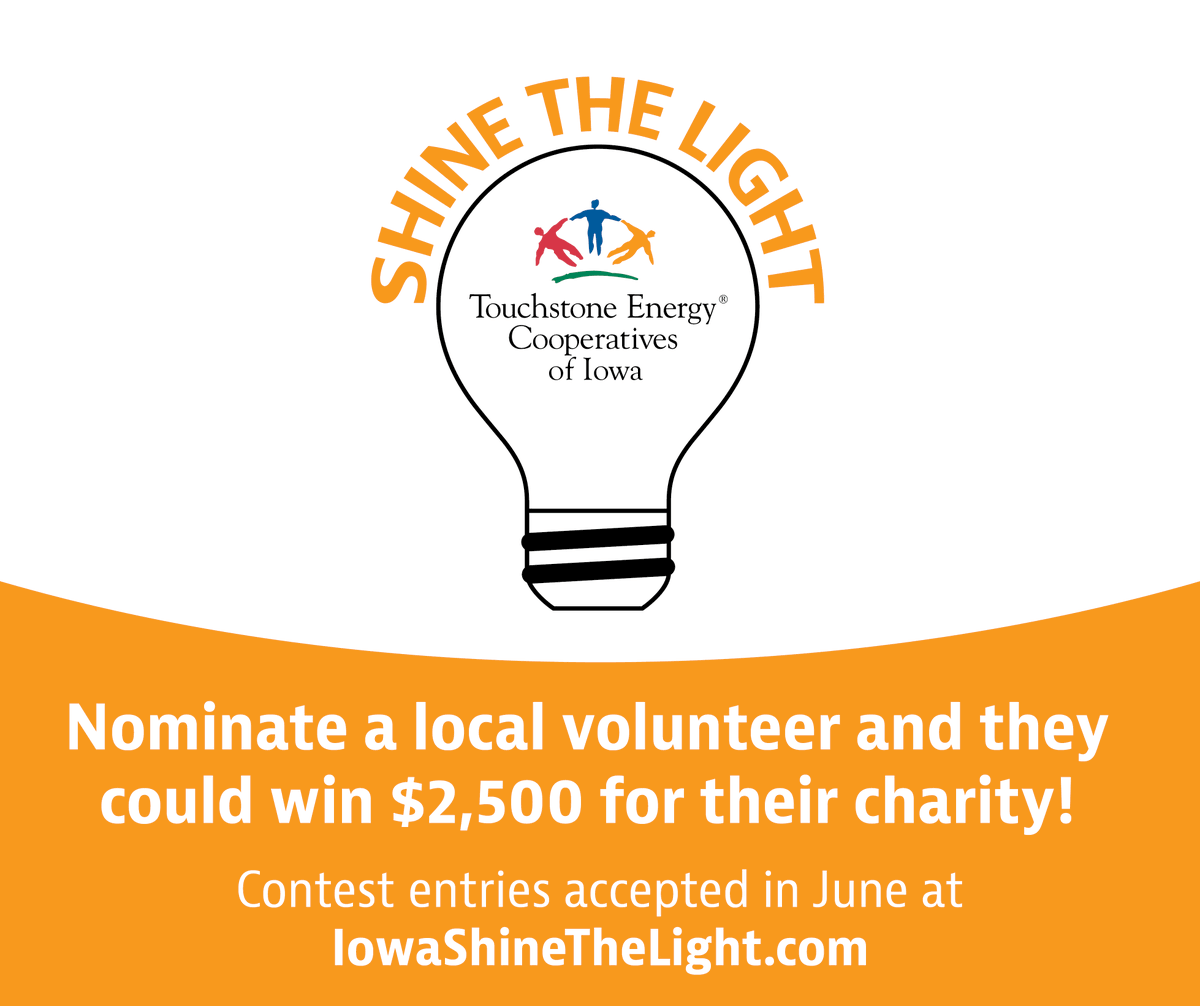We're celebrating our cooperative commitment to community with our Shine the Light contest. There is still time to nominate a community volunteer who's making a difference by June 30! Learn more at IowaShineTheLight.com. #IowaShineTheLight