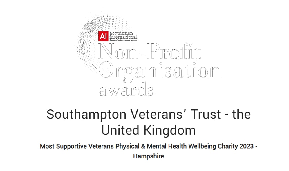 VeteransSoton's tweet photo. We are very pleased to say that our Multi Award Winning Team have just been announced as Acquisition International Most Supportive Veterans Physical and mental heath well-being charity for Hampshire of 2023. https://t.co/TM1NISWNVa