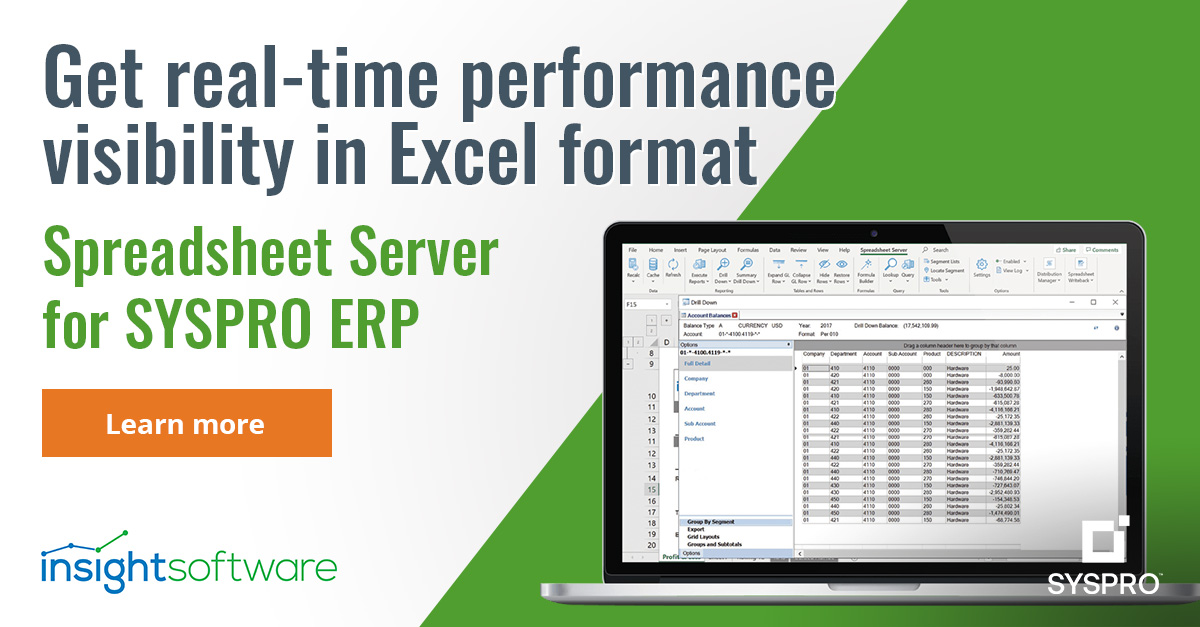 SYSPROAmericas's tweet image. SYSPRO customer, Grafix Plastics, saves 2 days on month-end close through real-time performance visibility. Discover what this SYSPRO solution to do for your business: hubs.ly/Q01VQyRm0

#SpreadsheetServer #ERPfinance #Manufacturing #FinanceAutomation | @insightsoftware
