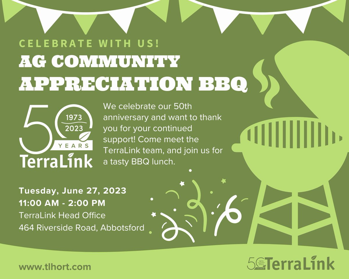 Today's the day! From 11 AM to 2 PM, come on down to TerraLink in Abbotsford and celebrate with us!