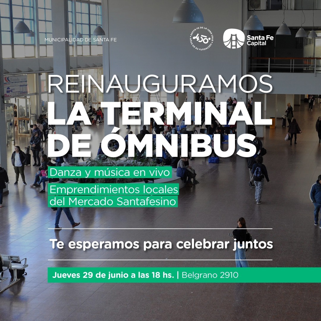 _SantaFeCapital's tweet photo. #Obras│ 🚧 Te invitamos a la reinauguración de la Terminal de Ómnibus!

🎶 Este jueves las 18 hs acercate a conocer las nuevas obras con danza y música en vivo

👉 Agendate el evento acá: https://t.co/y1NL8THtcS https://t.co/iMOGRVp7Ze