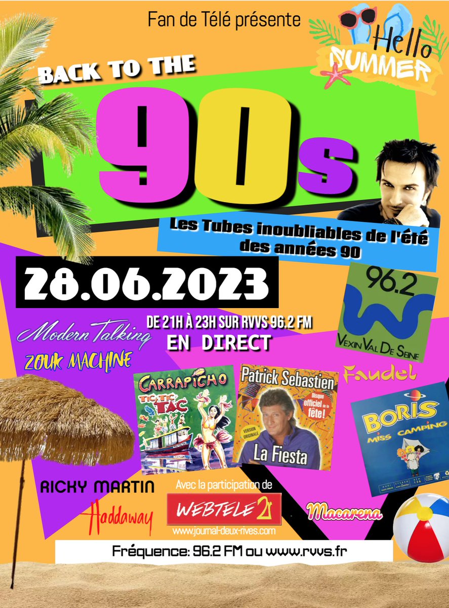 Yo les potos,
ça baigne? 👍
J'espère que vous avez passé un bon mardi? 👌
Nous serons de retour demain pour la dernière de la saison " Le spéciale 90 " 
C'est déjà le 6ème RDV de " Fan de télé " Spéciale années 90 qui a pour thème " Les tubes inoubliables des années 90 " 😉