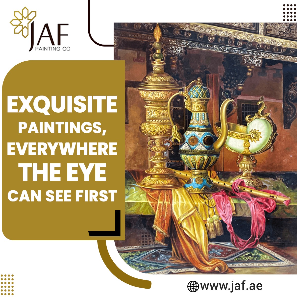 Witness the mesmerizing world of art come alive as JAF unveils its breathtaking Mural Paintings. Each stroke tells a story. 
Contact Us Now and embark on a beautiful journey

Mobile Number: +971 567682369

E-Mail: sales@jaf.ae

#JAF #JAFPaintings #artisticwonders #visualdelights