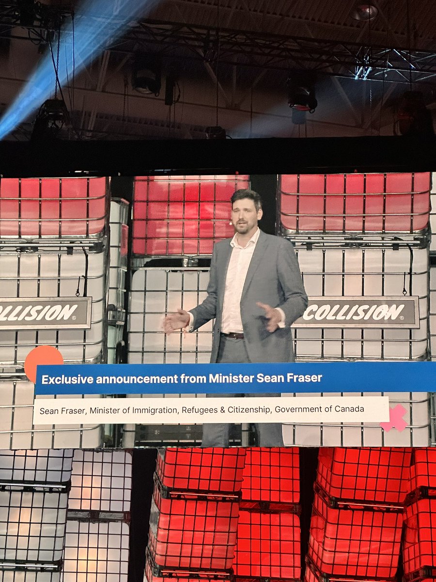 New Express Entry program for skilled workers, 2-wks processing work permits, 3 years open work permits waiting for PR, digital nomad strategy for up to 6 months, new stream for 10k H1B holders to come in Canada. Big immigration announcements from <a href="/SeanFraserMP/">Sean Fraser</a> at #CollisionConf