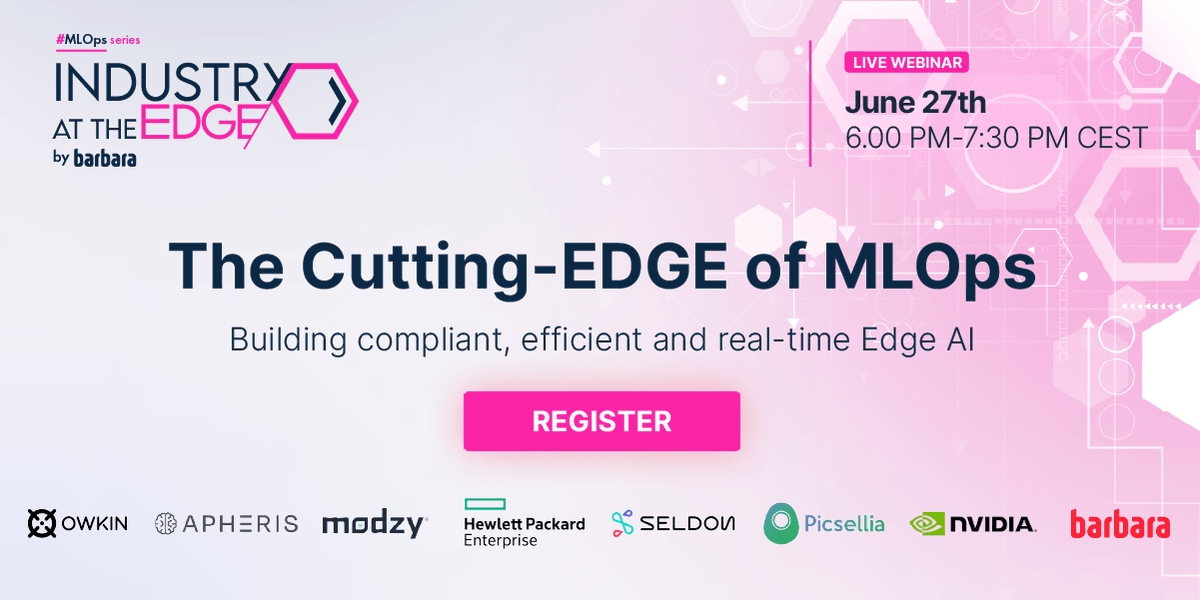 Industry_Edge_'s tweet photo. 🌟 30 minutes to kick off and to share with the #MLOps Community the latest trends and best practices in implementing #MachineLearning at the Edge, from optimisation, and deployment to monitoring. Stay tuned to receive the highlights from the webinar. @birthmarkbart https://t.co/COzzQm6WQX