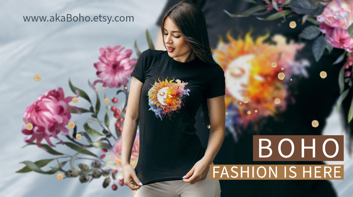🌞✨ Embrace festival vibes with its tribal design and mystic art. Available in sizes S-5XL. Free shipping! 🌈🛍️ #BohoTee #FestivalVibes #FreeShipping #TribalDesign #MysticArt #BohoSun #BohoStyle #BohoFashion #VintageInspired #EthnicInfluence #Wanderlust #Spiritual #FreeSpirited