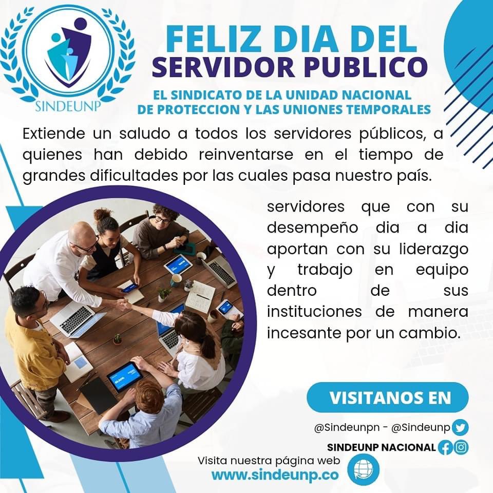 Nuestra organizacion <a href="/SindeunpN/">SINDEUNP NACIONAL</a>  Extiende un saludo a todos los servidores públicos, a quienes han debido reinventarse en el tiempo de grandes dificultades por las cuales pasa nuestro país.

#Servidores que con su desempeño dia a dia aportan con su #Liderazgo y #Trabajo en equipo