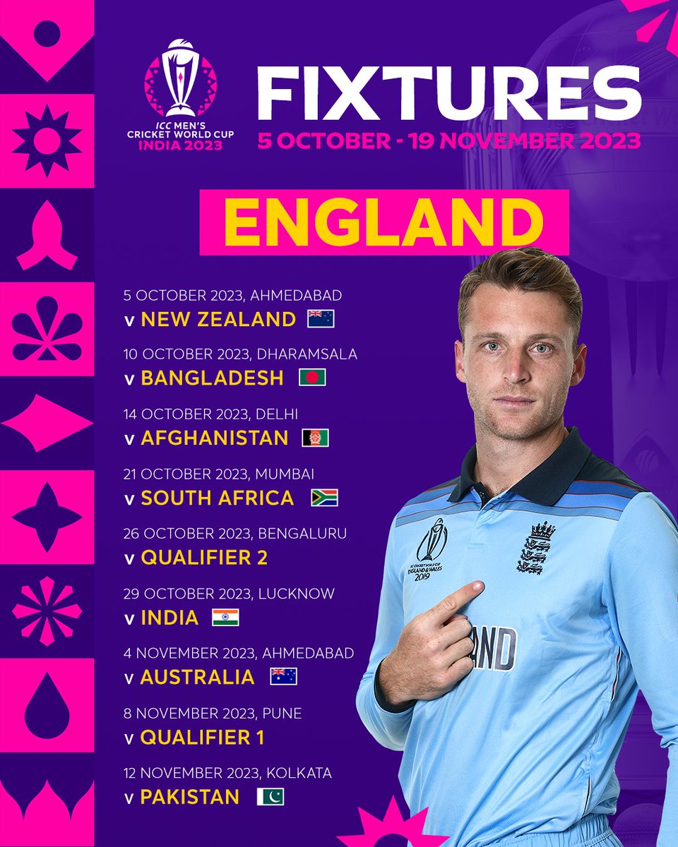 ICC's tweet photo. Save your favourite team’s #CWC23 dates! https://t.co/ZSy2DX8sbt