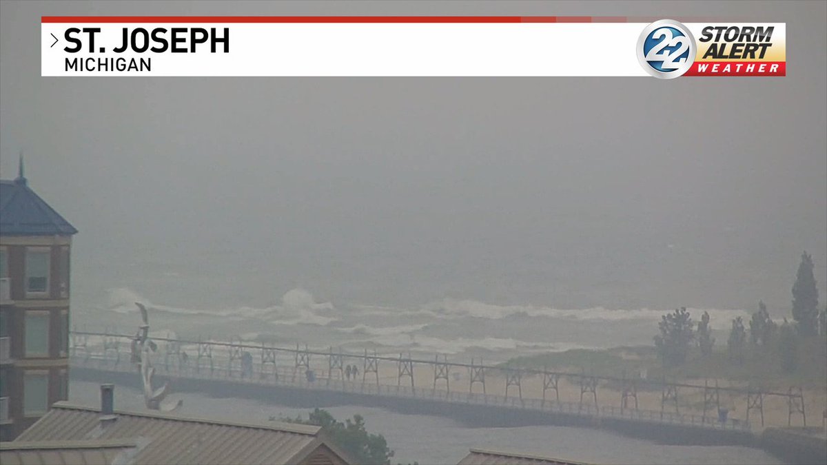 That strong northwest wind is not only bringing in the wildfire smoke from Canada but it's also causing large waves and high rip currents in Lake Michigan. Stay off the piers when the weather is like this! 

wsbt.com/weather