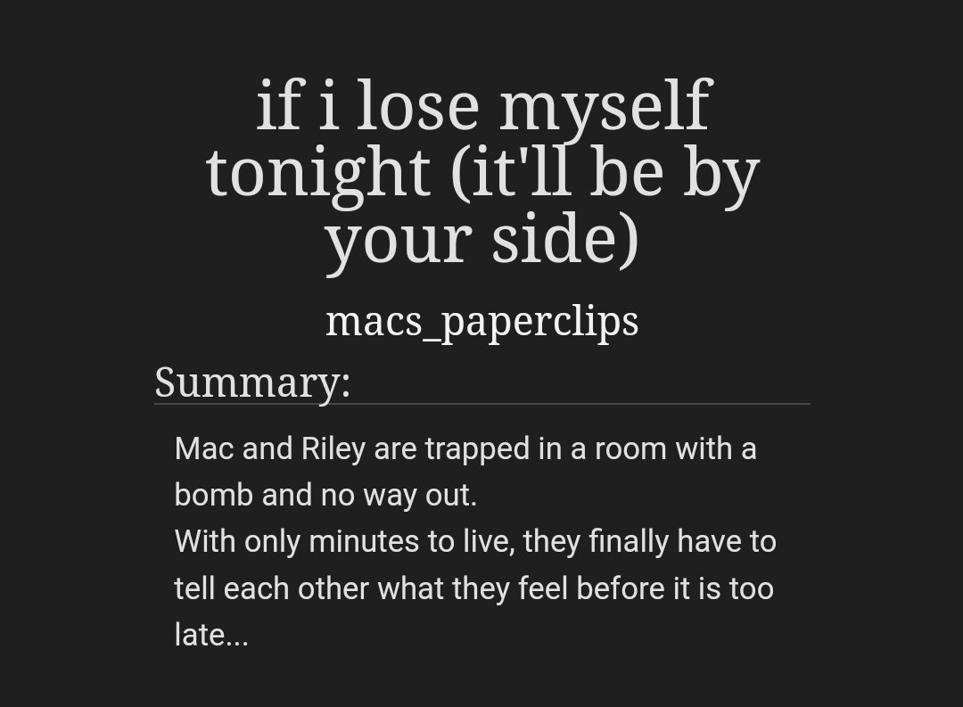 New MacRiley OneShot is up! 

'if i lose myself tonight (it'll be by your side)'

archiveofourown.org/works/48181417

#MacRiley #MacGyver #SaveMacGyver