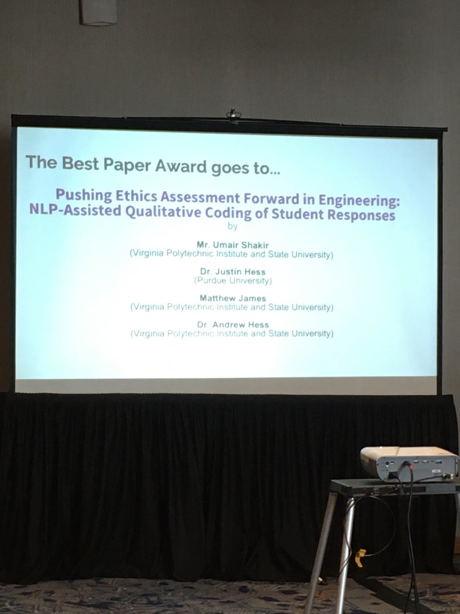Andrew Katz (@doc_katz) on Twitter photo Big congrats to one of my grad students <a href="/irs_933/">UMAIR SHAKIR</a> on winning best paper for the ethics division for our paper on using natural language processing in ethics assessment! Co-authored With <a href="/jhess_purdue/">Justin Hess</a> Big congrats to one of my grad students <a href="/irs_933/">UMAIR SHAKIR</a> on winning best paper for the ethics division for our paper on using natural language processing in ethics assessment! Co-authored With <a href="/jhess_purdue/">Justin Hess</a>